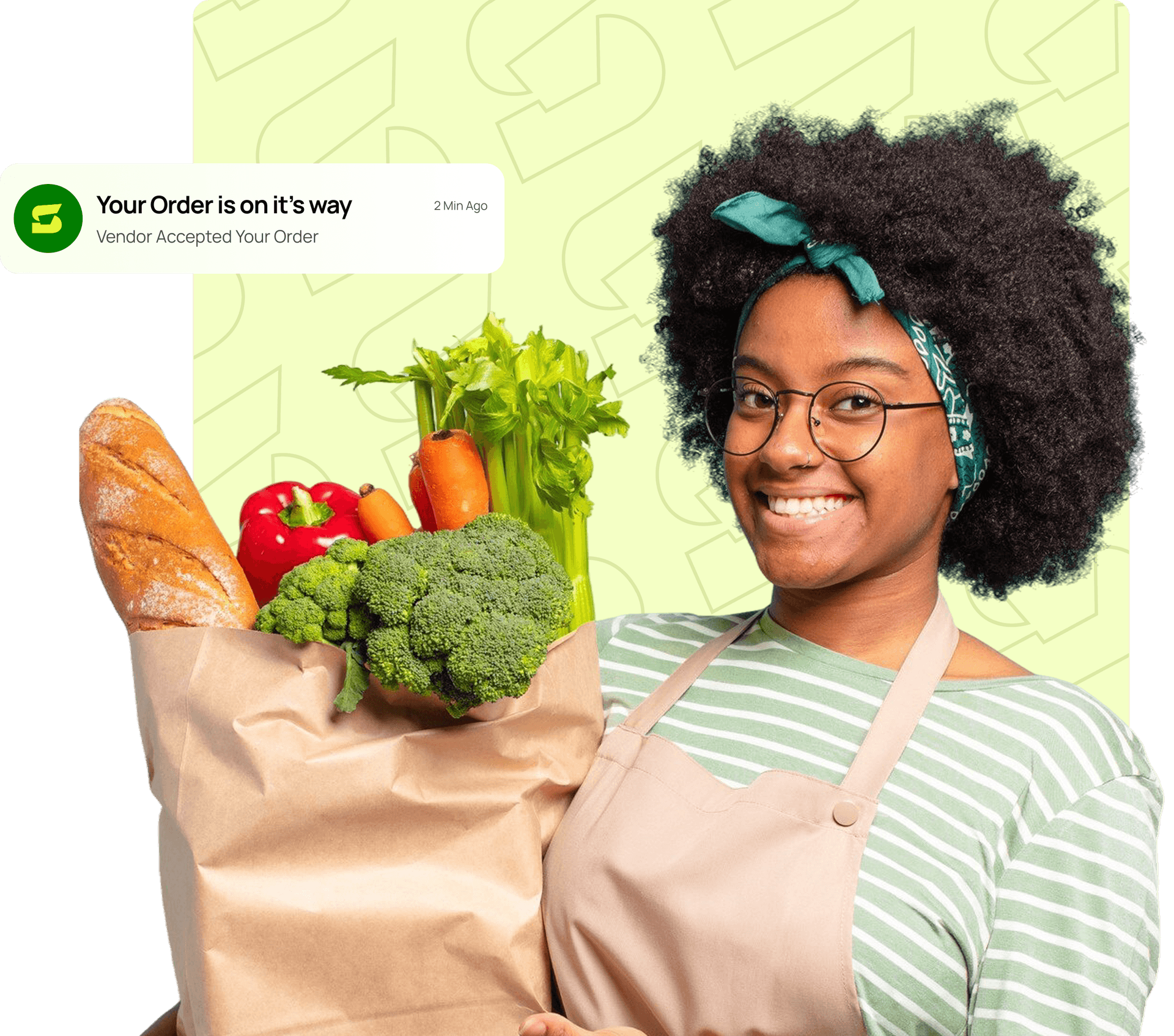 Happy woman with groceries